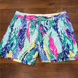 Lilly Pulitzer Blue and Pink Bermuda Shorts Vibrant Tropical Print 6